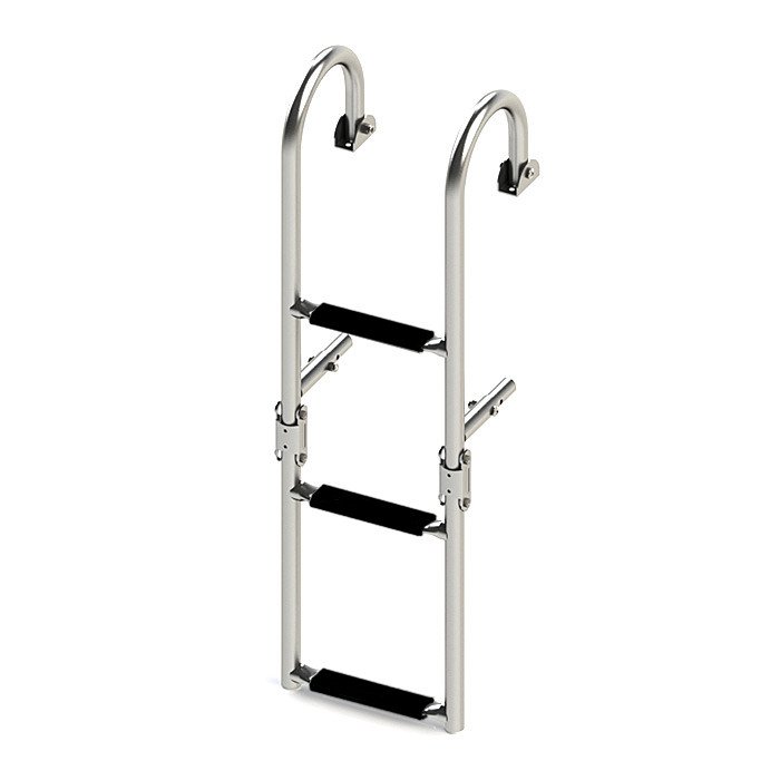 Трап складной с горизонтальным креплением, 3 черных ступени (ширина 220 мм.)