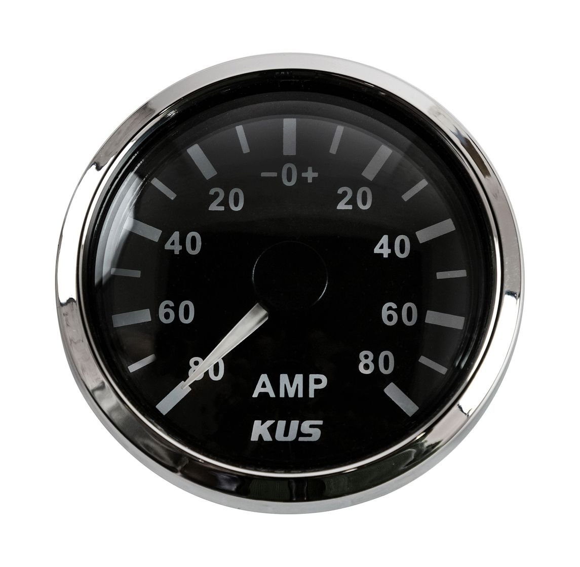 Амперметр аналоговый -/+80 А, черный циферблат, нержавеющий ободок, д. 52 мм