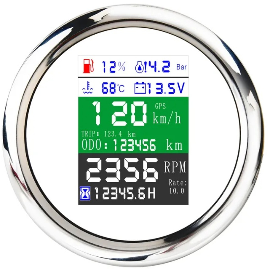 Электронный GPS 6 в 1 спидометр/тахометр BS61ALGTB белый