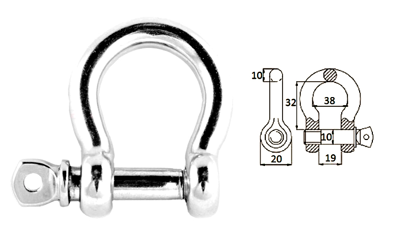 Такелажная скоба омегообразная, 10 мм (2410-0110) 