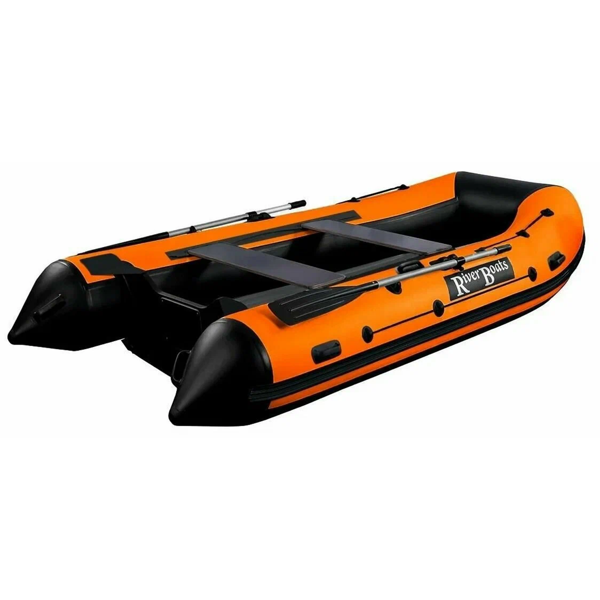 Лодка ПВХ River Boats RB 390, пайол фанера 9 мм, черно-оранжевый