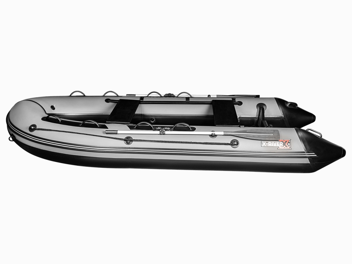 Лодка ПВХ X-River Grace Wind 380 НДНД серо-черный/фурнитура черная