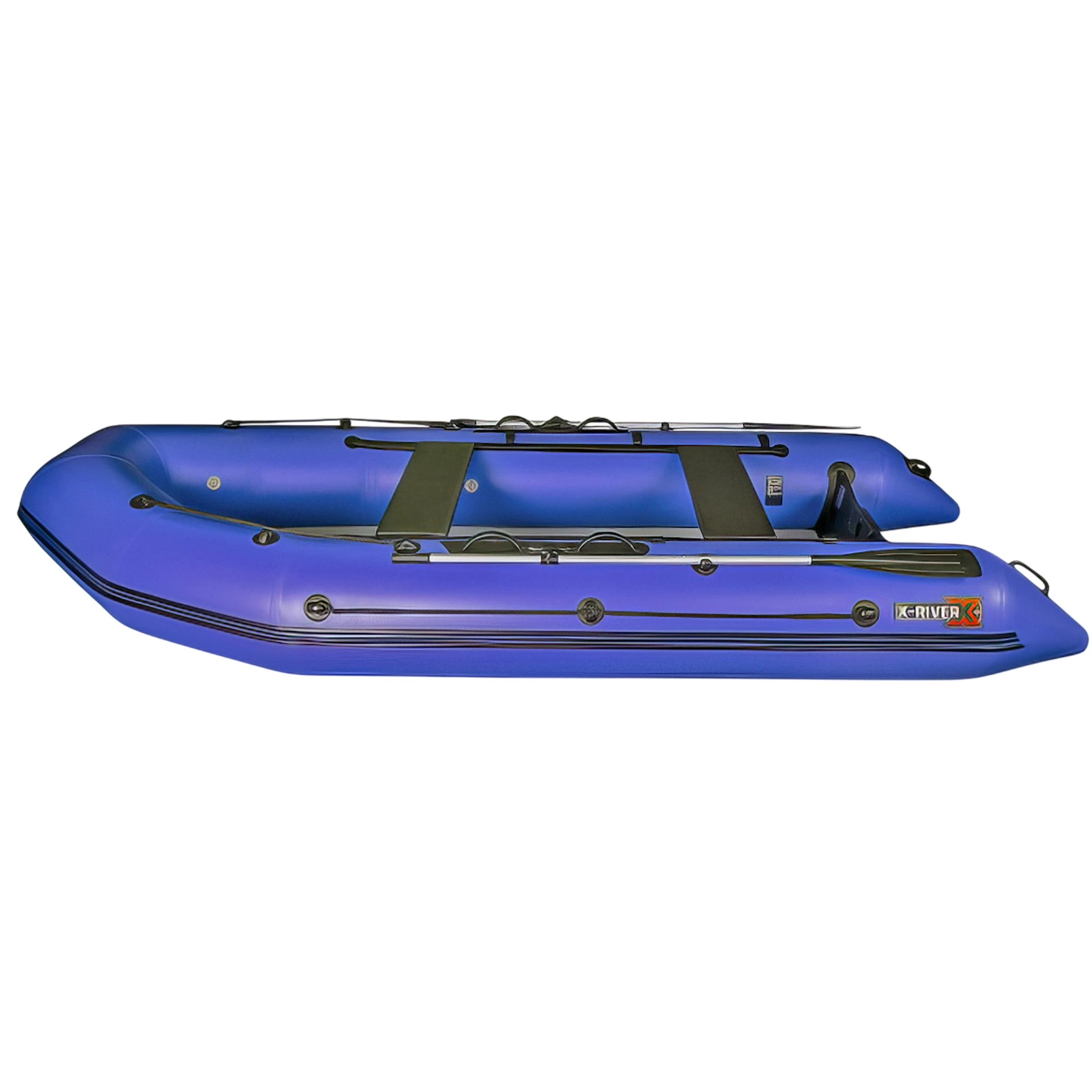 Лодка ПВХ X-River Rocky 355 НДВД + усиленное дно и баллон, синий/фурнитура черная увеличенный транец