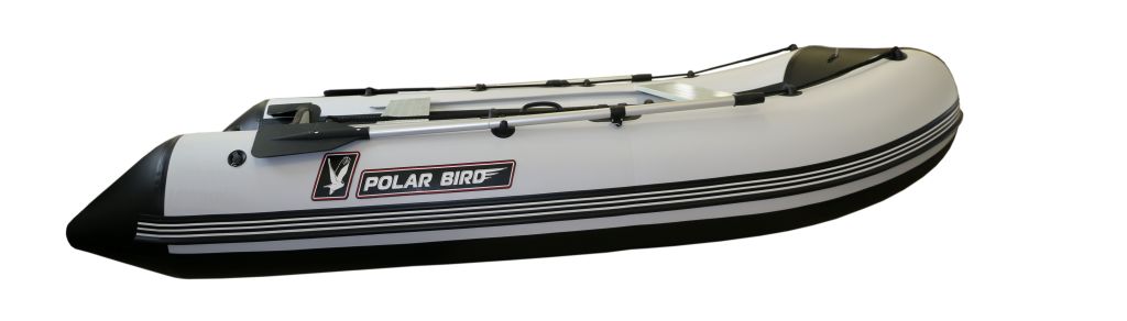 Лодка ПВХ Polar Bird PB-340M Merlin "Кречет" (пайолы и транец из стеклокомпозита) черно-белый