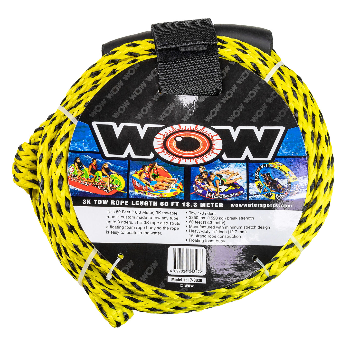 Фал буксировочный для буксируемых кругов, с поплавком, 3 пассажира, 18 м