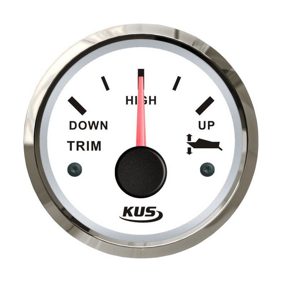 Трим-указатель 190-0 Ом, белый циферблат, нержавеющий ободок, д. 52 мм Трим-указатель 190-0 Ом, белый циферблат, нержавеющий ободок, д. 52 мм