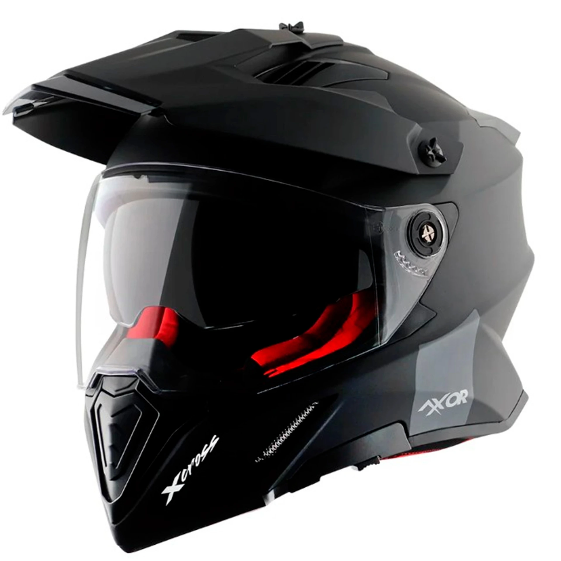 Шлем AXOR X-CROSS DUAL VISOR-E SC, с визором, цвет матовый черный (S)