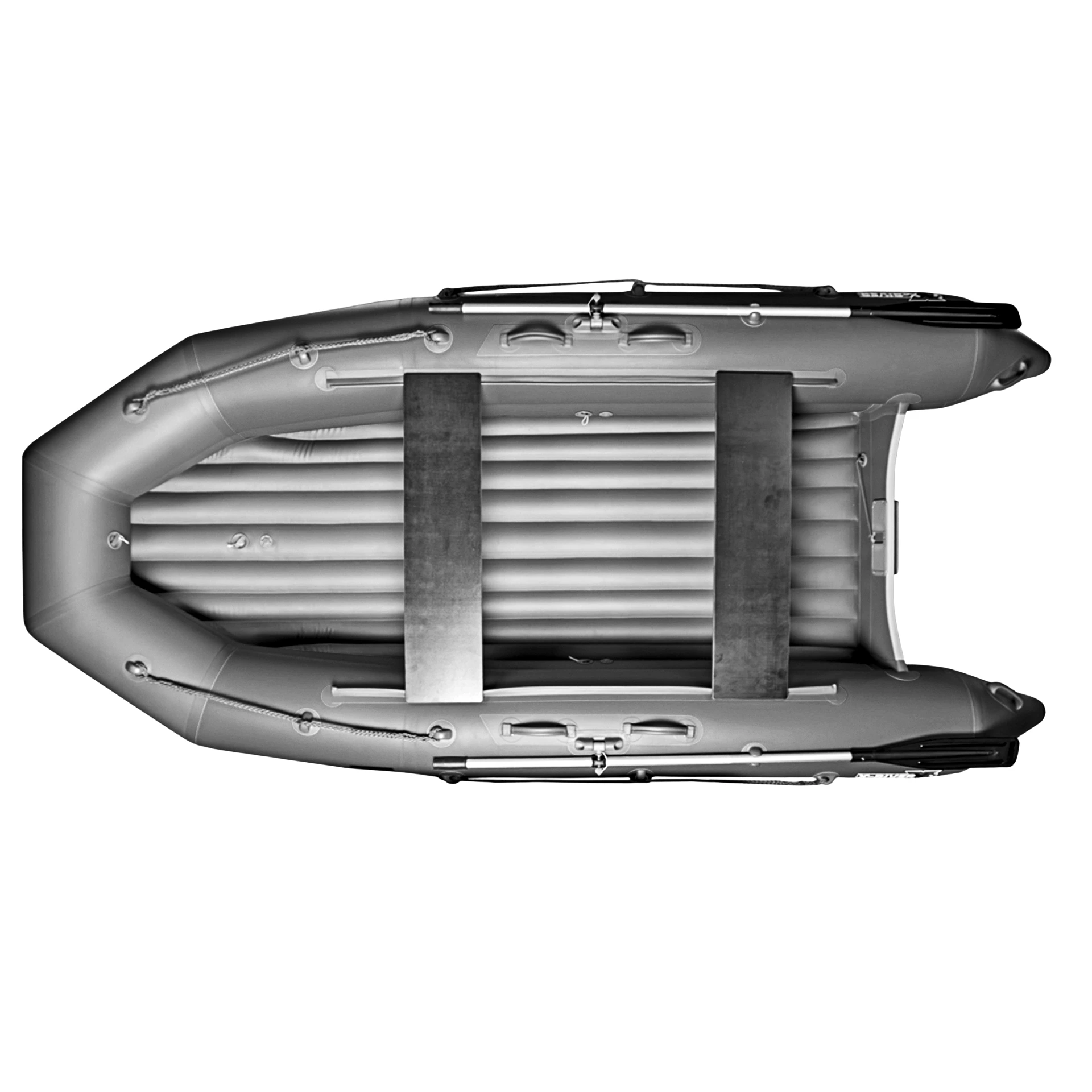 Лодка ПВХ X-River Mark 370 НДНД тримаран (усиленное дно и баллоны 120мм) голубой-серый, дно серое,се