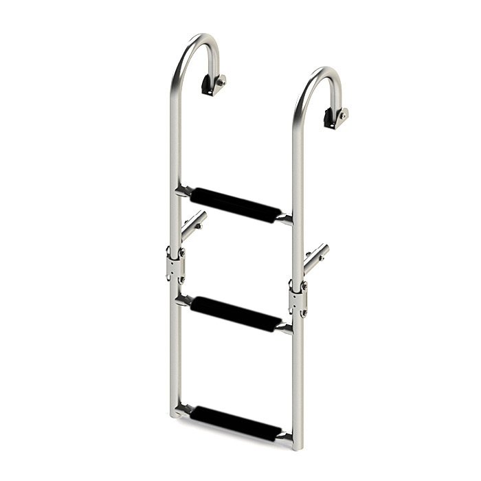 Трап складной с горизонтальным креплением, 3 черных ступени (ширина 270 мм.)