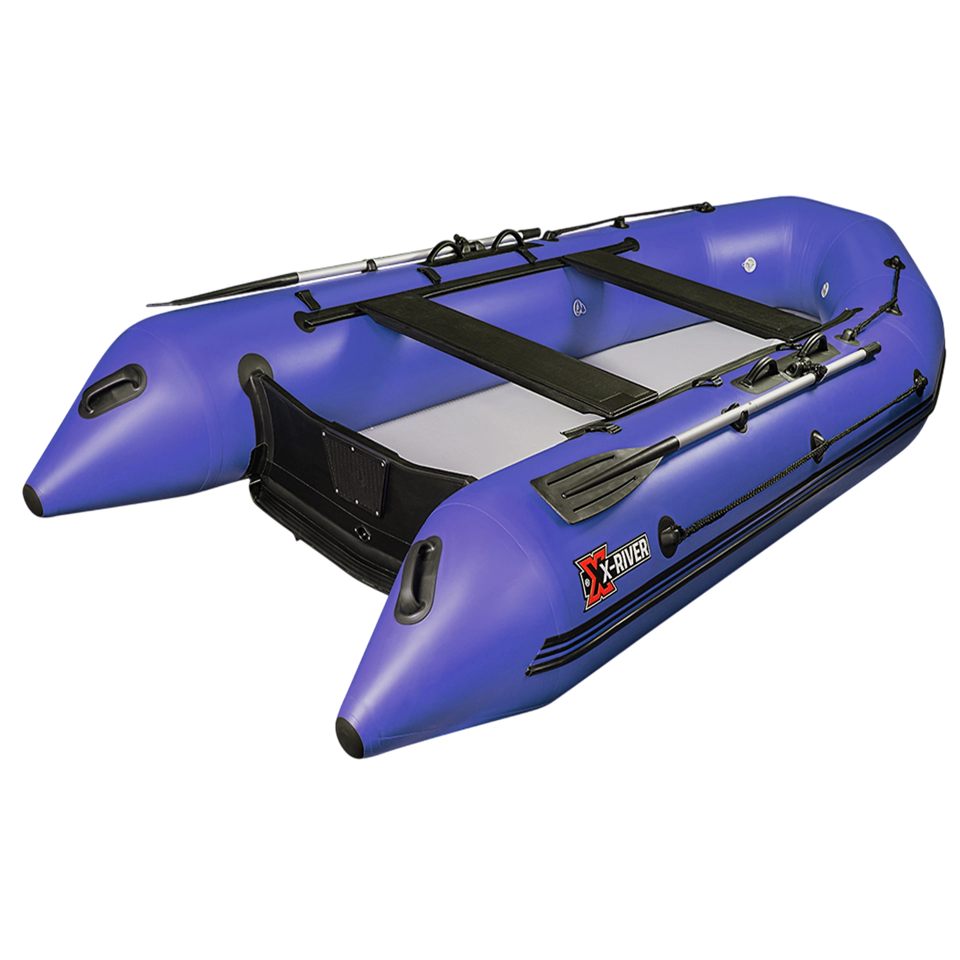 Лодка ПВХ X-River Rocky 415 НДВД + усиленное дно и баллон, синий/фурнитура черная