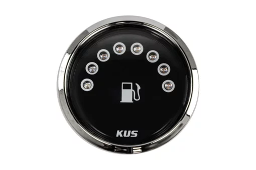 Указатель уровня топлива светодиодный, черный циферблат, нержавеющий ободок, д. 52 мм, Marine Rocket (упаковка из 10 шт.)