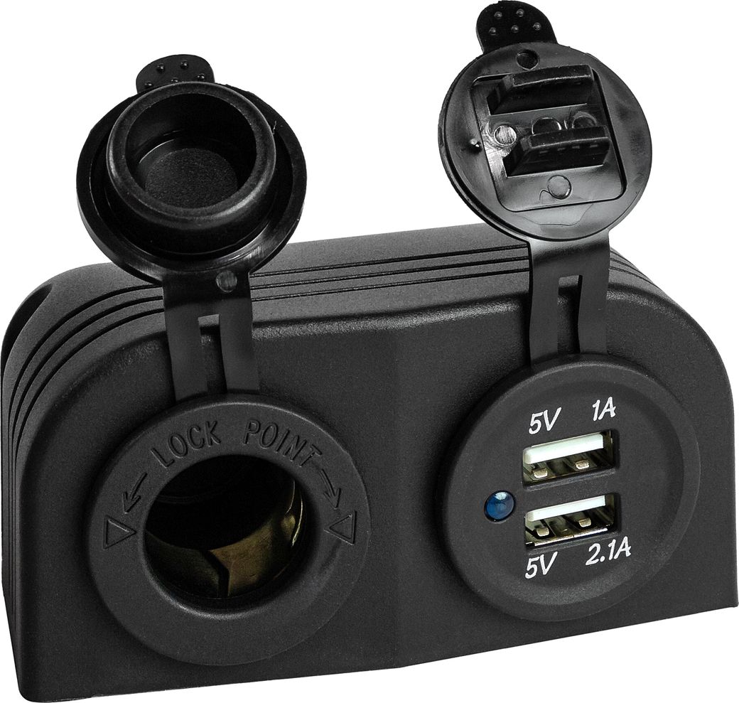 Панель с USB-разъемом 5в 2.1А и прикуривателем (упаковка из 10 шт.)