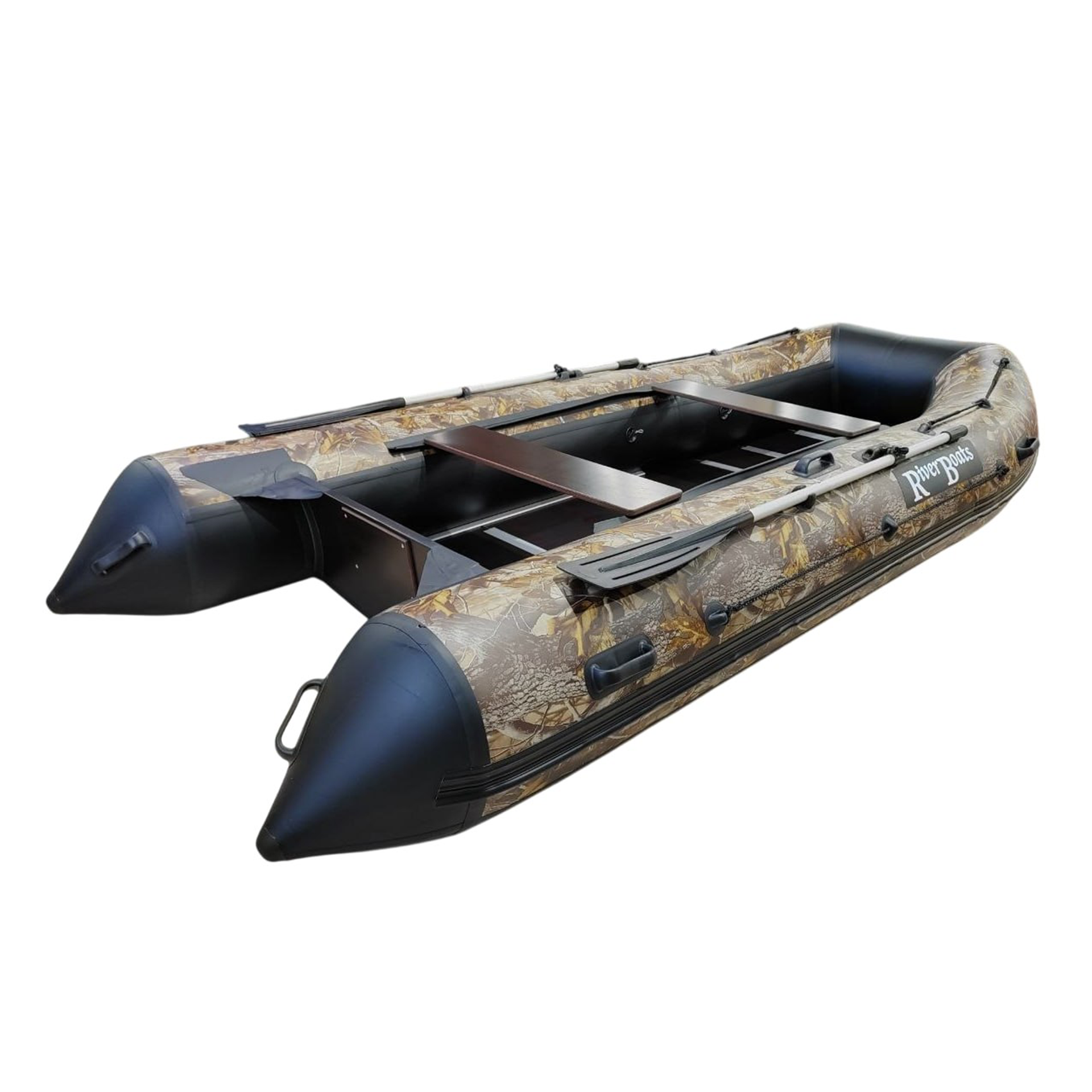 Лодка ПВХ River Boats RB 370, пайол фанера 9 мм, черно-лес 