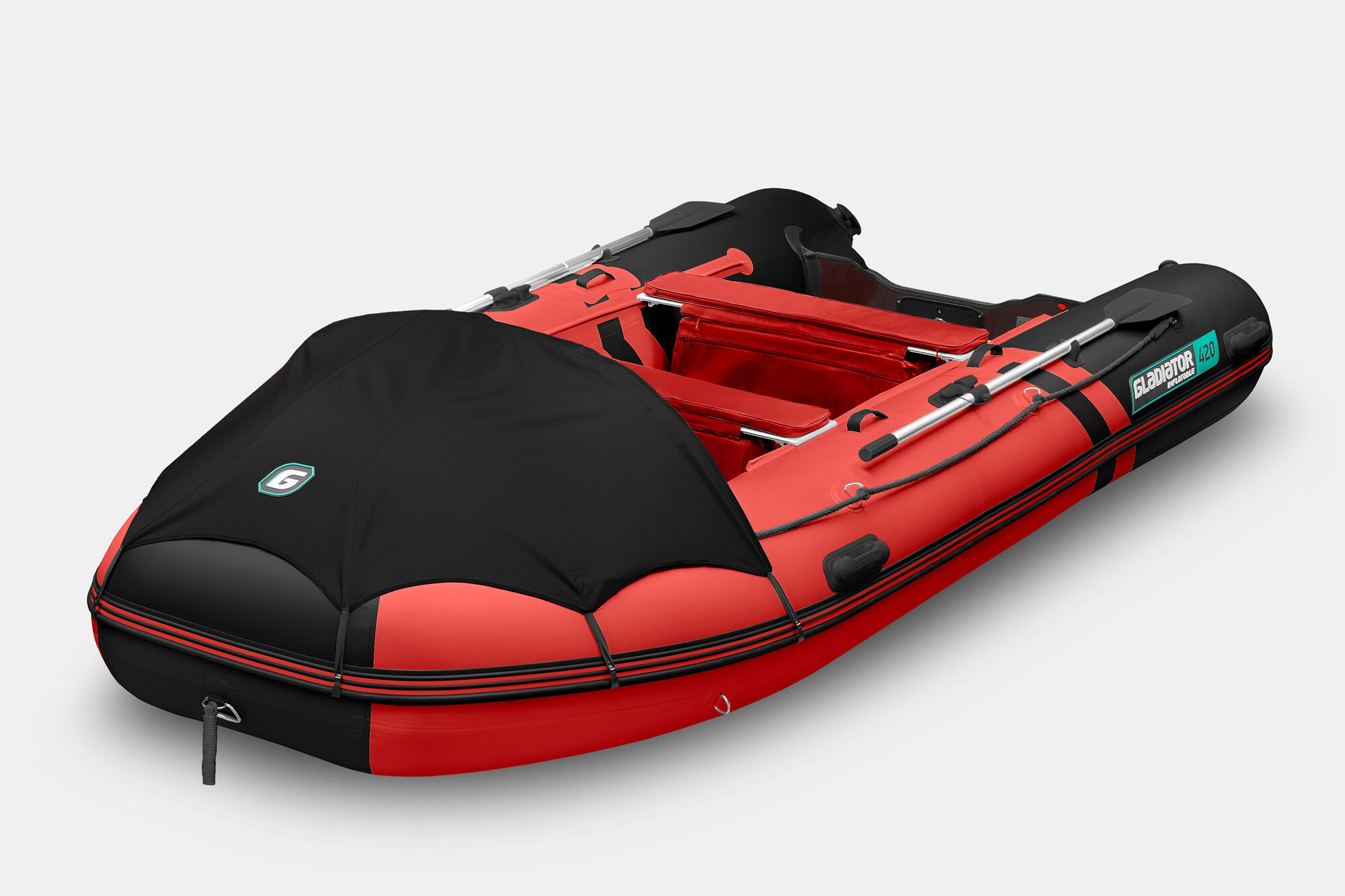 Лодка ПВХ Gladiator E420PRO НДНД красно-черный