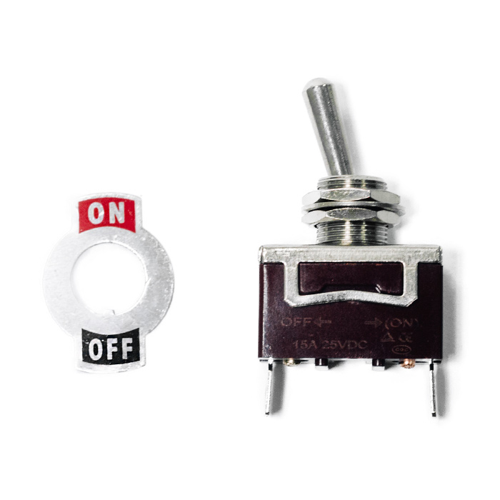 Переключатель тумблерный 2 пина SUNFINE (вкл)-выкл, без фиксации (вкл)