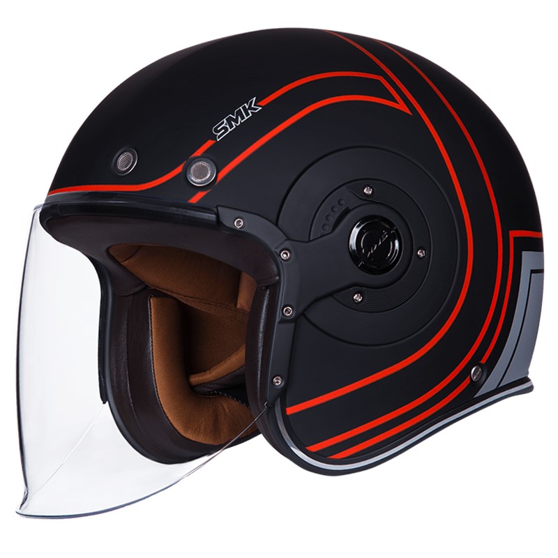 Шлем SMK RETRO JET CARRETERA, цвет матовый черный/красный (XL)