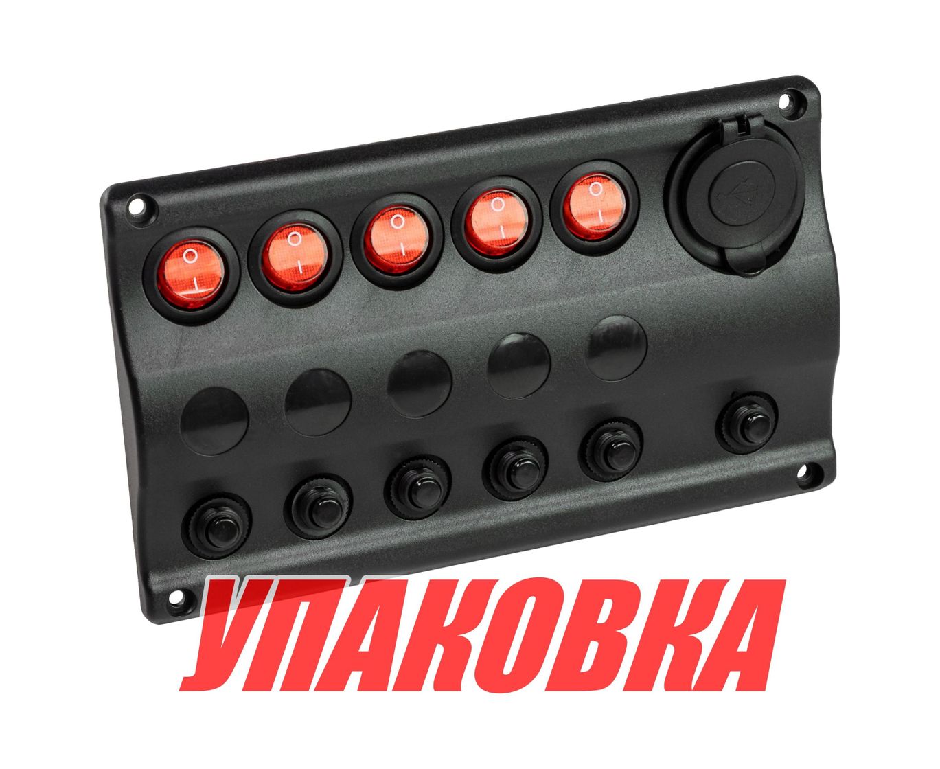 Панель бортового питания 5 переключателей, USB зарядка, индикация, автоматы (упаковка из 2 шт.)