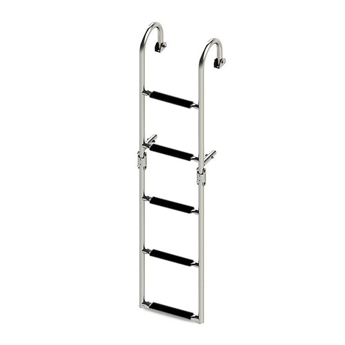 Трап складной с горизонтальным креплением, 5 черных ступени (ширина 270 мм.)