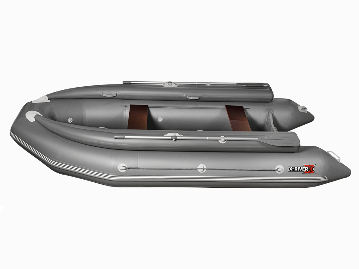 Лодка ПВХ X-River Rocky 395 НДВД + усиленное дно и баллон + Фальшборт, красно-черный/фурнитура черная увеличенный транец