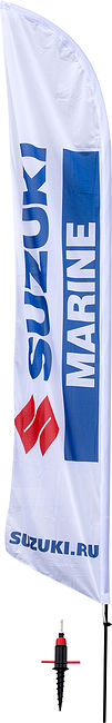 Флаг "SUZUKI MARINE" на флагштоке 4,5м. (левое расположение логотипа)