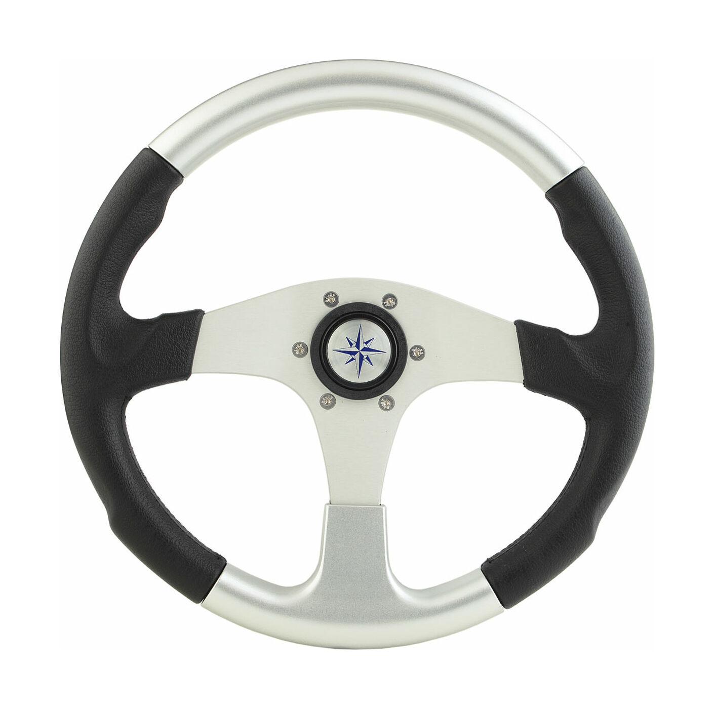 Рулевое колесо EVO MARINE 2 обод черный/серый, спицы серебряные д. 355 мм