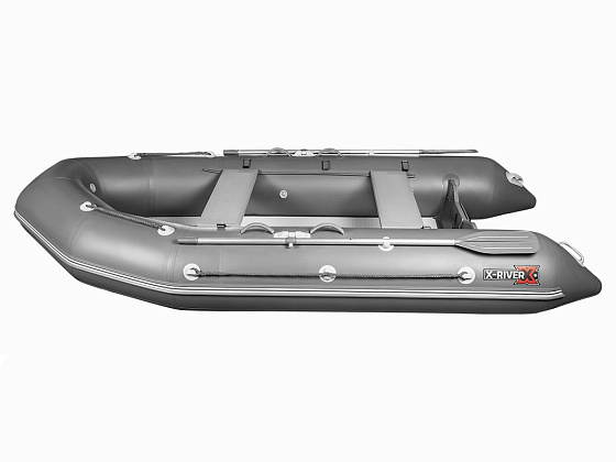 Лодка ПВХ X-River Rocky 395 НДВД + усиленное дно и баллон, серый/фурнитура серая