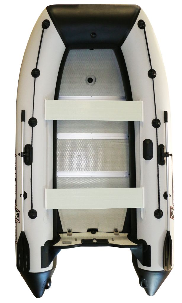 Лодка ПВХ Polar Bird PB-320M Merlin "Кречет" (пайолы и транец из стеклокомпозита) черно-белый