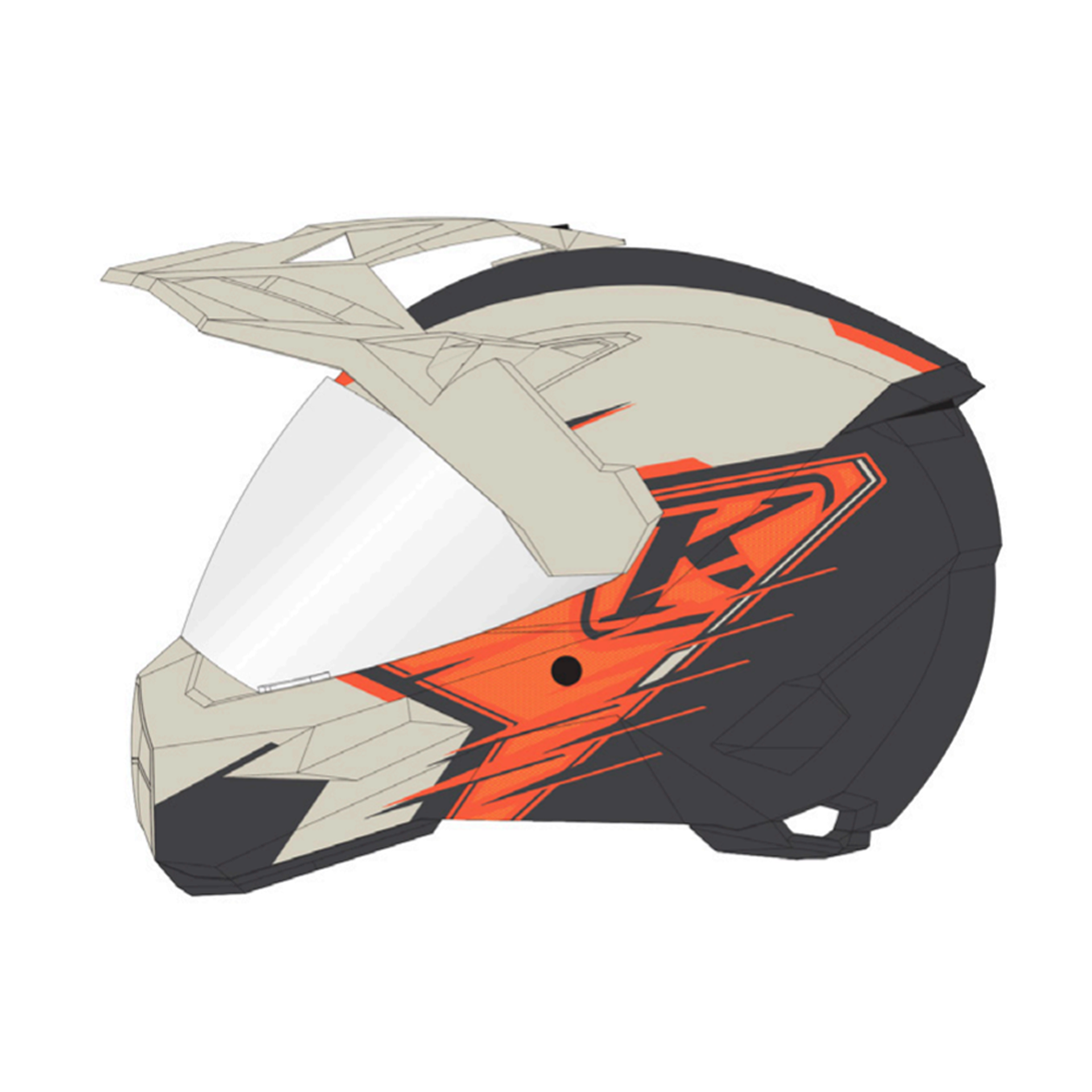 Шлем Klim X1 Gamma Helmet CCC/DOT, цвет Matte strike - Scarlet ibis - Bone white, размер MD (RR)