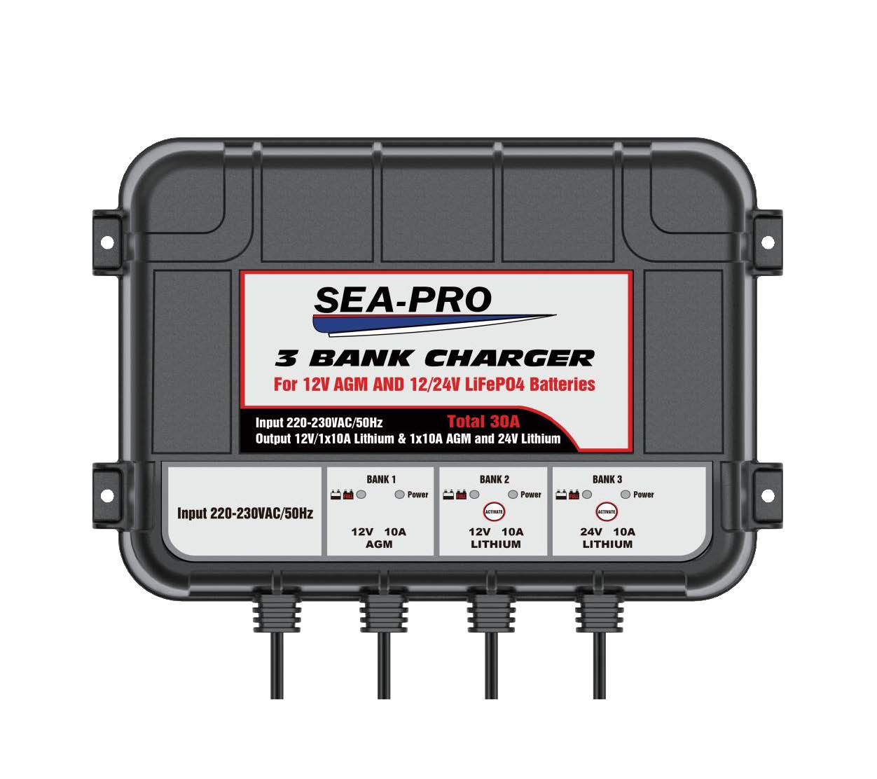 Зарядное устройство Sea-Pro (1х12В AGM,  1х12В и 1х24В LiFePO4)