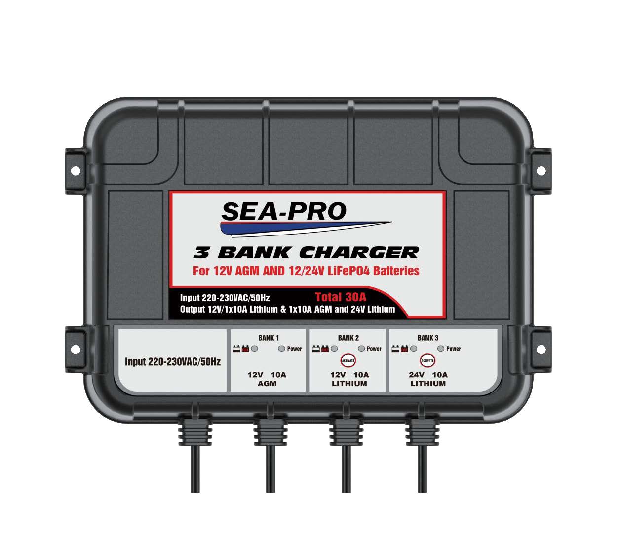 Зарядное устройство Sea-Pro TE4-0287B (1х12В AGM,  1х12В и 1х24В LiFePO4)