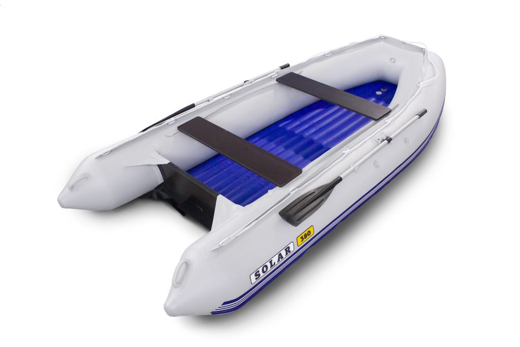 Лодка ПВХ Solar-380 JET с тоннелем серый
