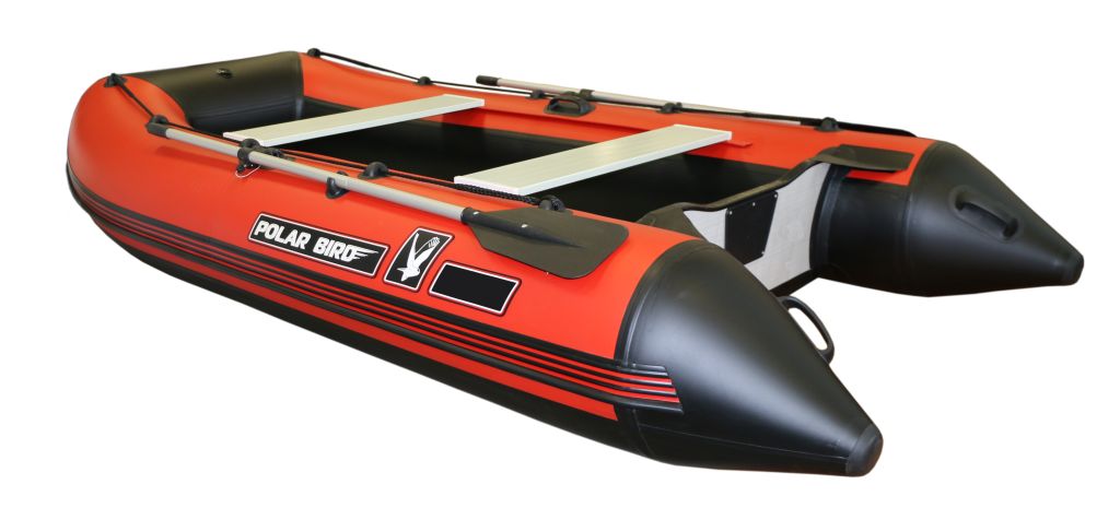 Лодка ПВХ Polar Bird PB-385M Merlin "Кречет" (пайолы и транец из стеклокомпозита) черно-красный