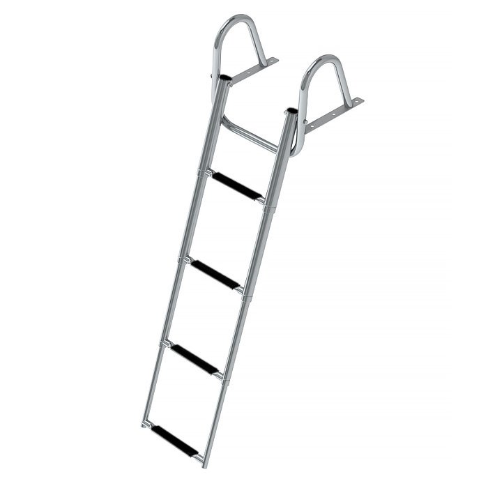 Трап телескопический с поручнем, 4 черных ступени (ширина 350 мм.)
