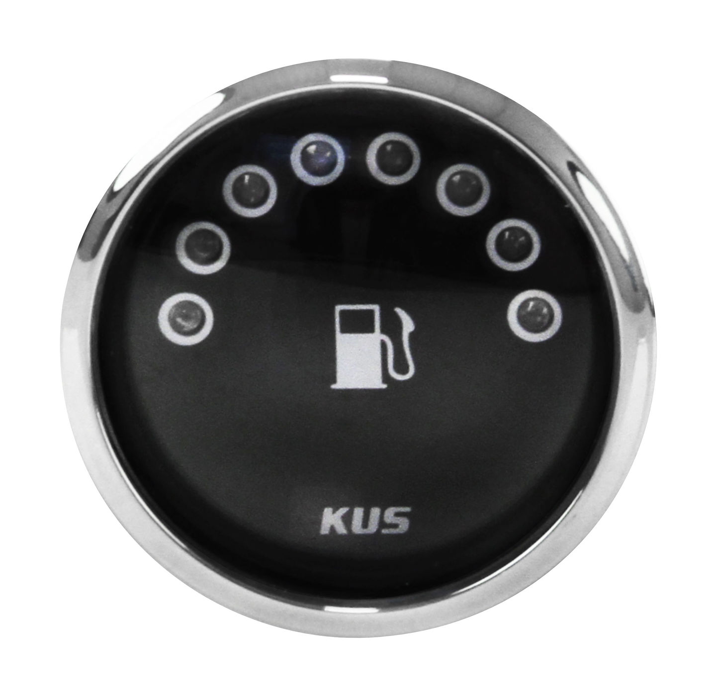 Указатель уровня топлива светодиодный, черный циферблат, нержавеющий ободок, д. 52 мм