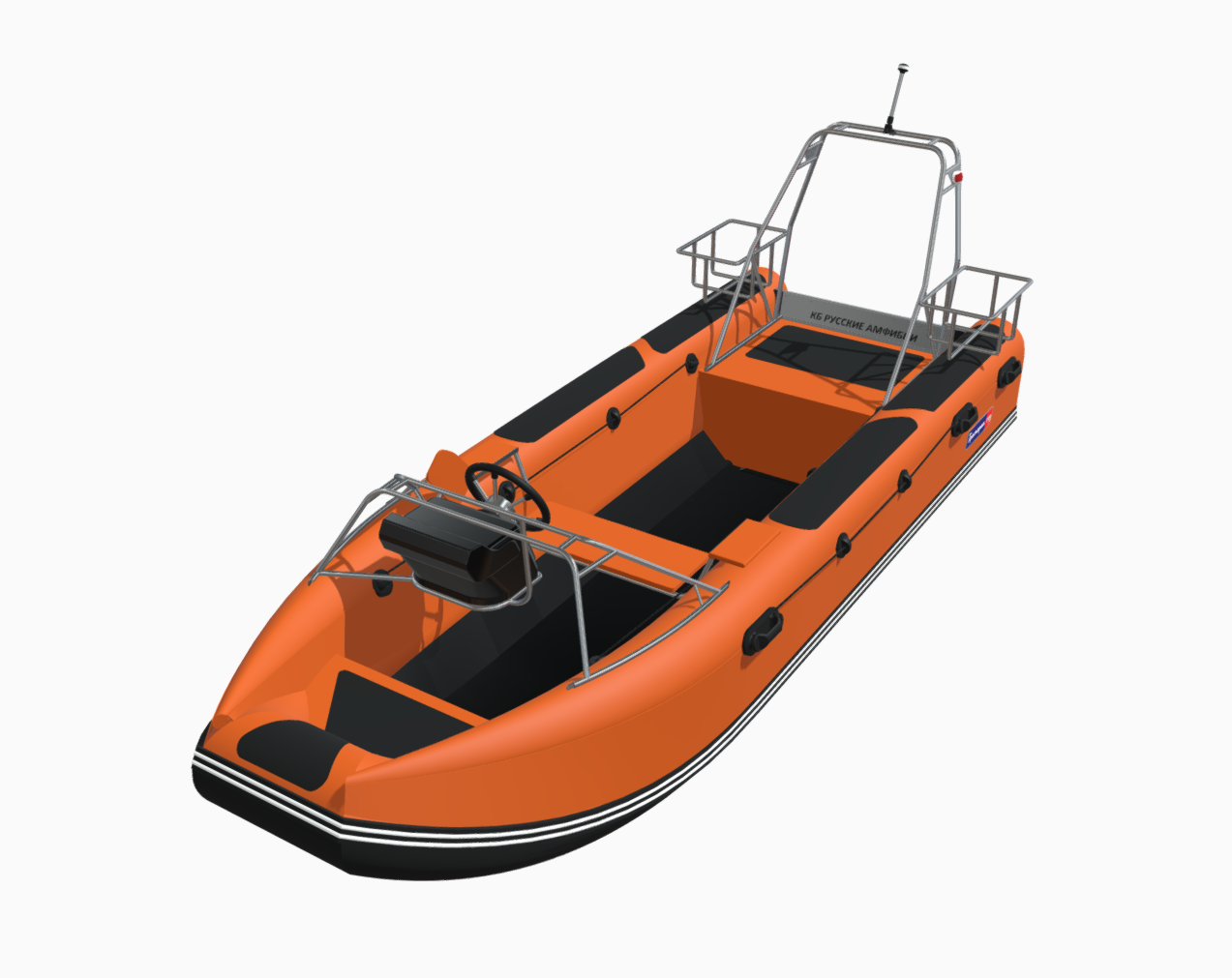 Лодка RIB Русские Амфибии ТРИМАРАН РА4700 ПАТРОЛ оранжевый