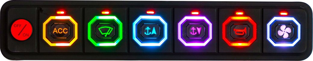 Панель управления (1 ряд, 6 кнопок, силикон, RGB), Marine Rocket