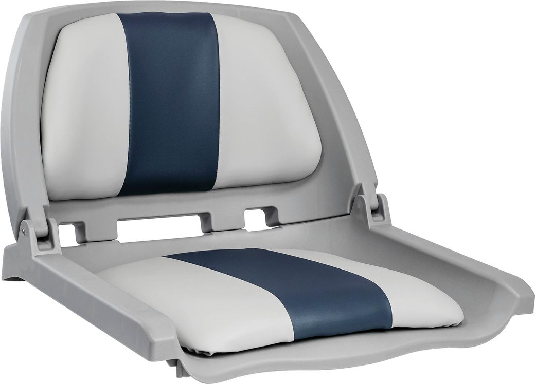 Кресло мягкое складное, обивка винил, цвет серый/синий