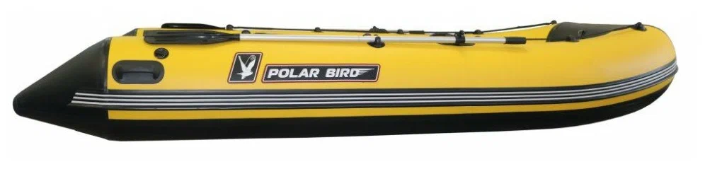 Лодка ПВХ Polar Bird PB-340M Merlin "Кречет" (пайолы и транец из стеклокомпозита) черно-желтая