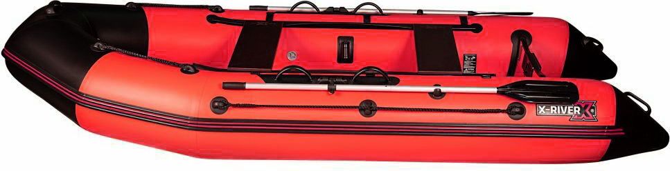 Лодка ПВХ X-River Rocky 335 НДВД + усиленное дно и баллон, красная/фурнитура черная