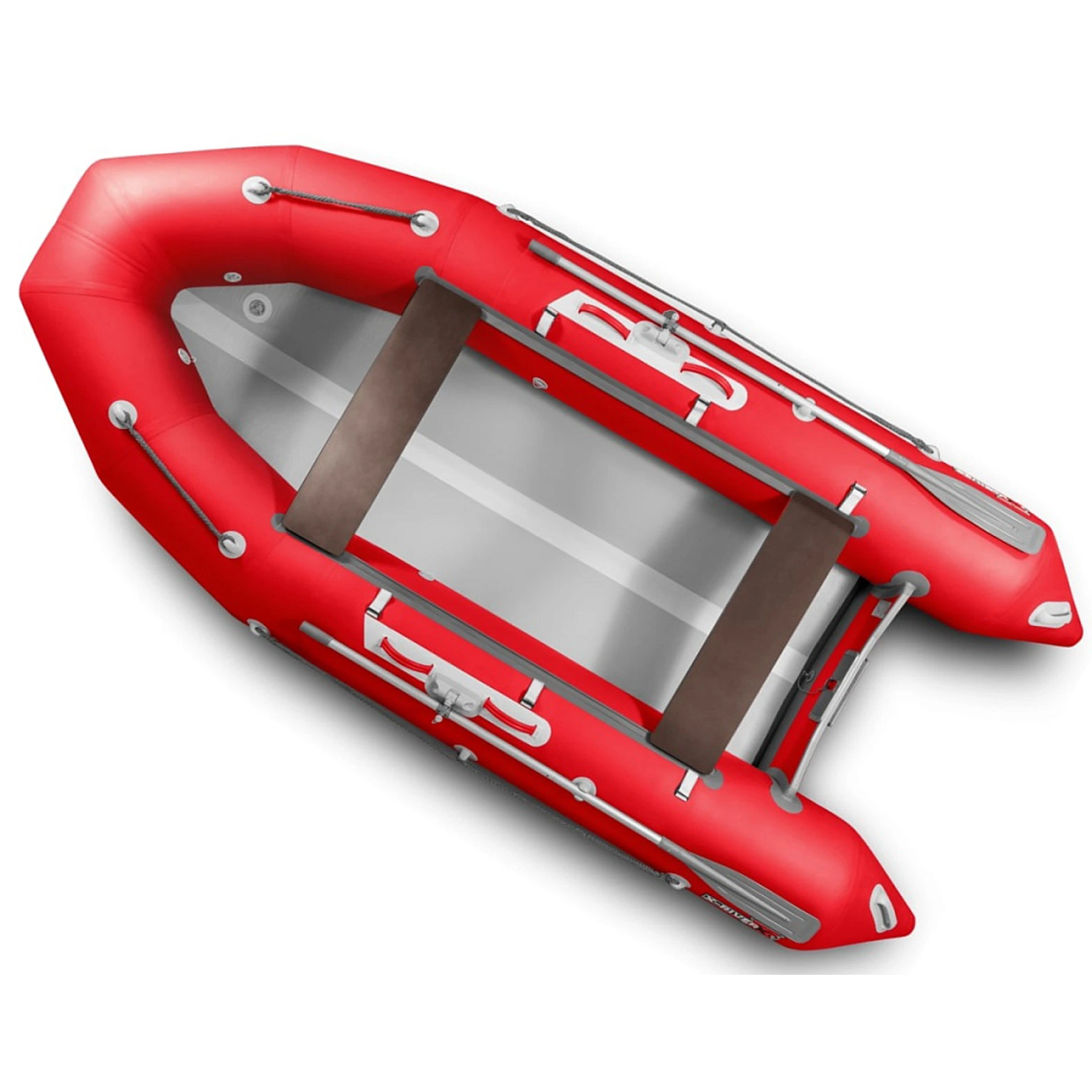 Лодка ПВХ X-River Rocky 355 НДВД + усиленное дно и баллон, красно-серый/фурнитура серая