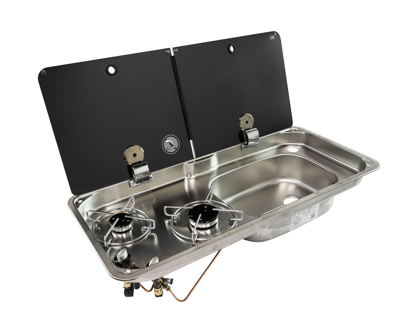 Плита газовая двойная с мойкой, стеклянная крышка, CAN, FL1765