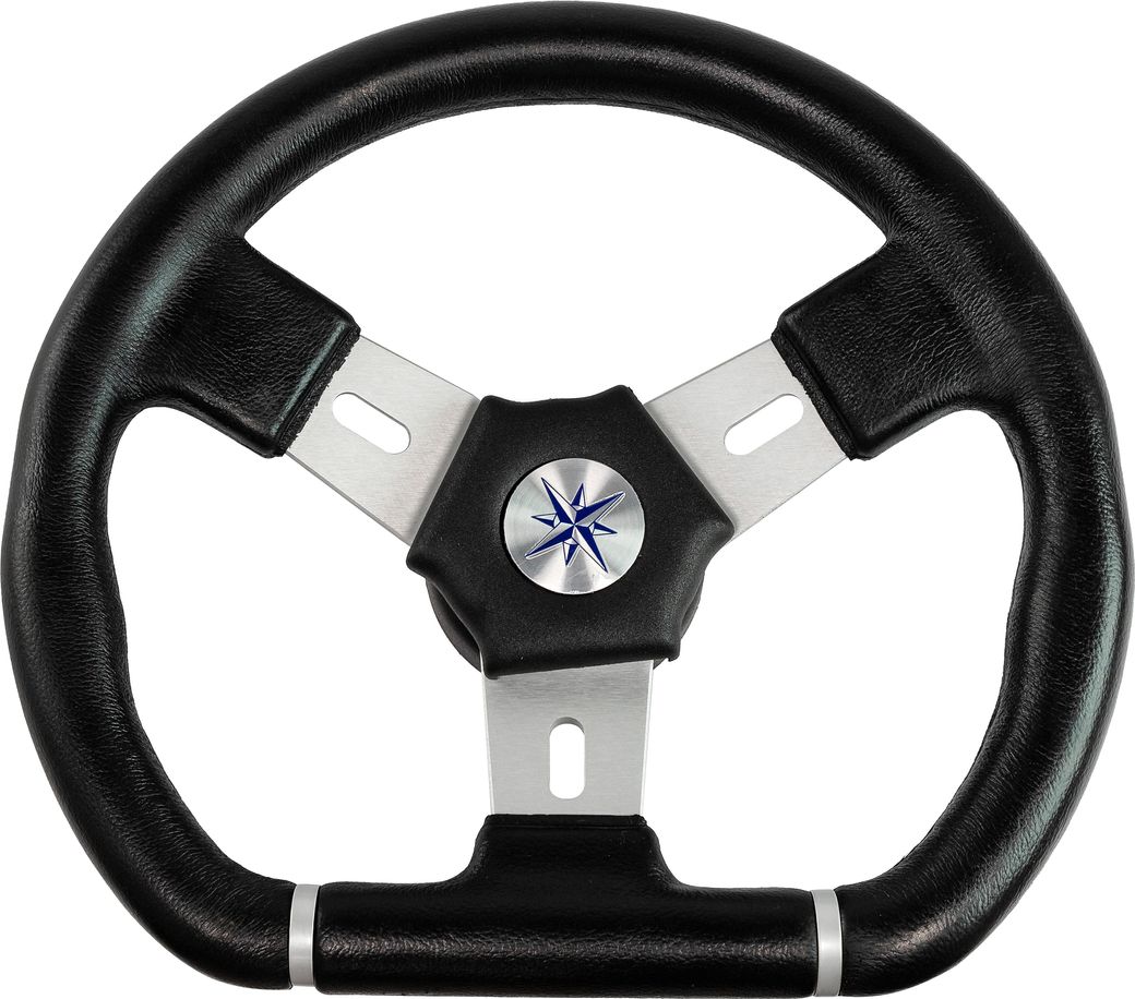 Рулевое колесо ELBA SPORT обод черный, спицы серебряные д. 320 мм