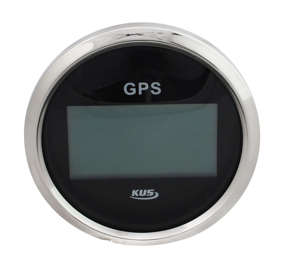 GPS-спидометр электронный, черный циферблат, нержавеющий ободок, выносная антенна, д. 85 мм