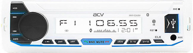 Аудиосистема 1DIN ACV, белый, USB/SD/FM/AM/2RCA/QuickCharge/4*50Вт