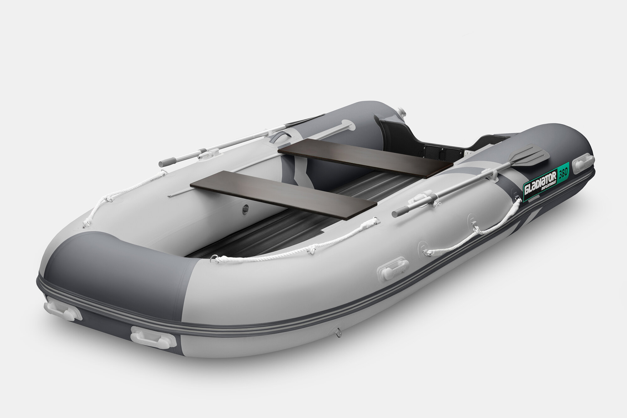 Надувная лодка (НДНД) GLADIATOR E380S светло-темносерый (СПБ)