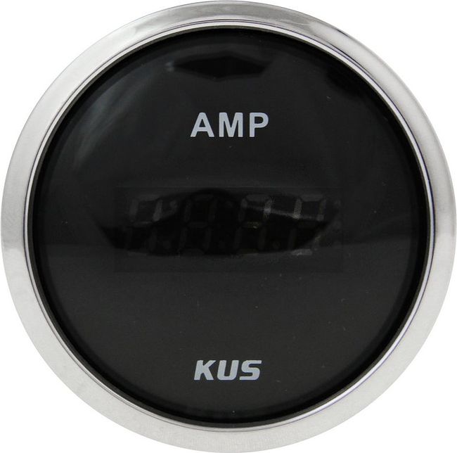 Амперметр цифровой -/+50 А, черный циферблат, нержавеющий ободок, д. 52 мм