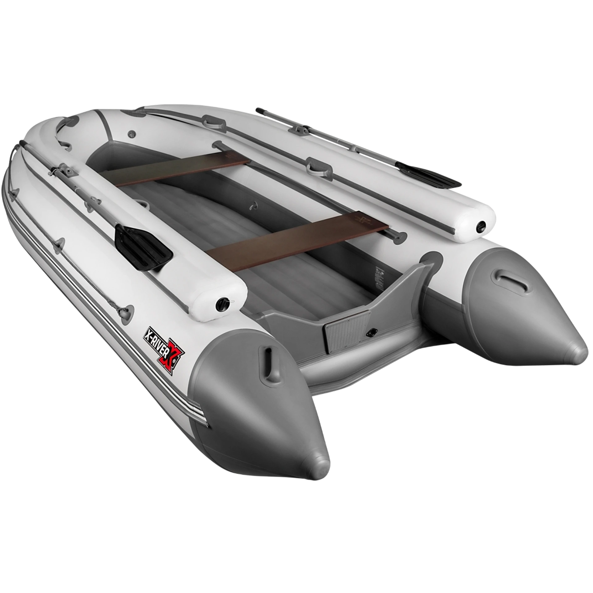 Лодка ПВХ X-River Grace Wind 420 НДНД + фальшборт, мята-серый/фурнитура белая