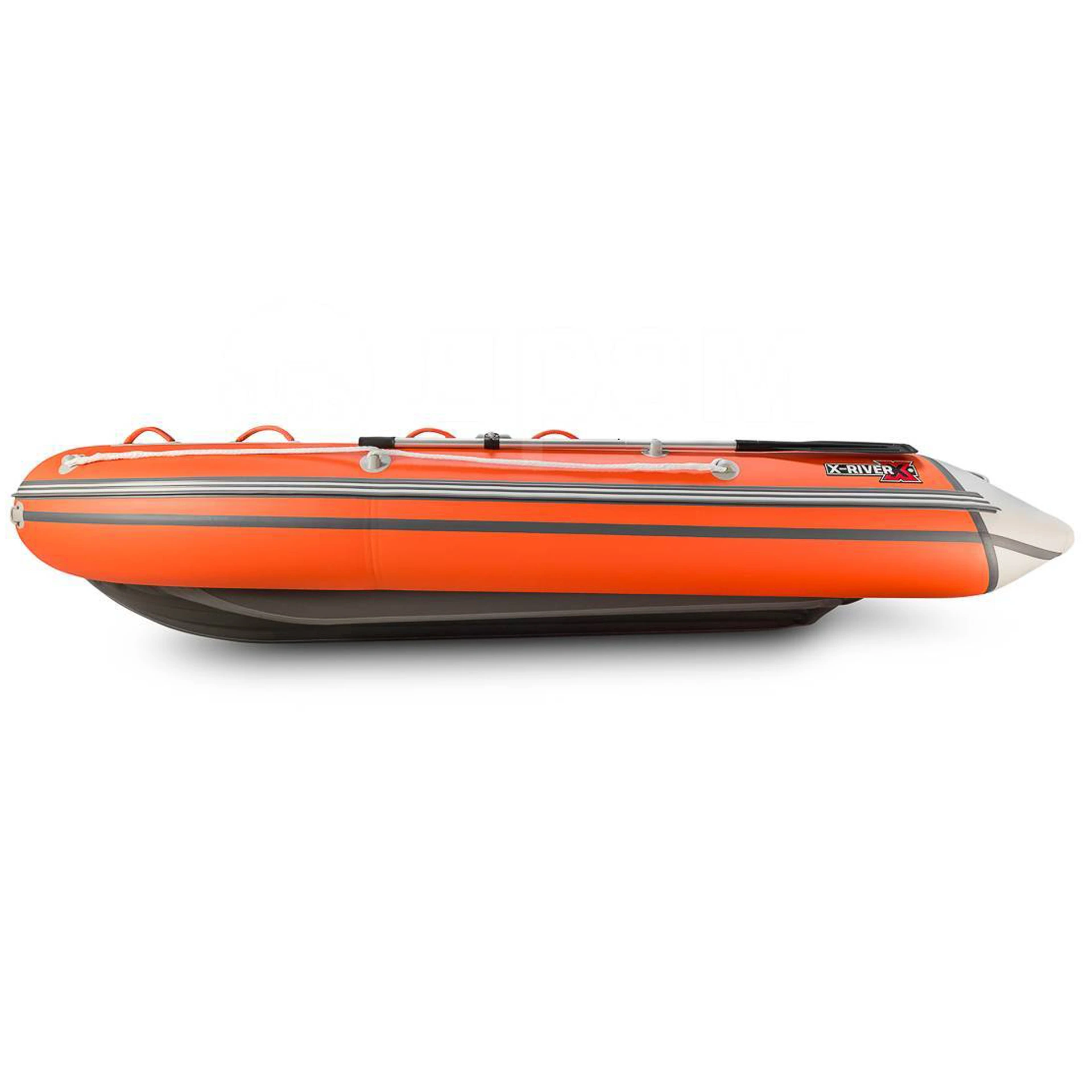 Лодка ПВХ X-River Grace Wind 420 НДНД оранжево-серый/фурнитура серая,увеличенный транец