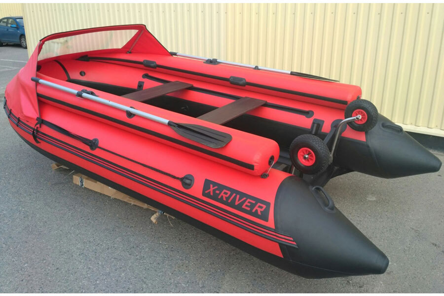 Лодка ПВХ X-River Grace Wind 420 НДНД красно-серый/фурнитура серая