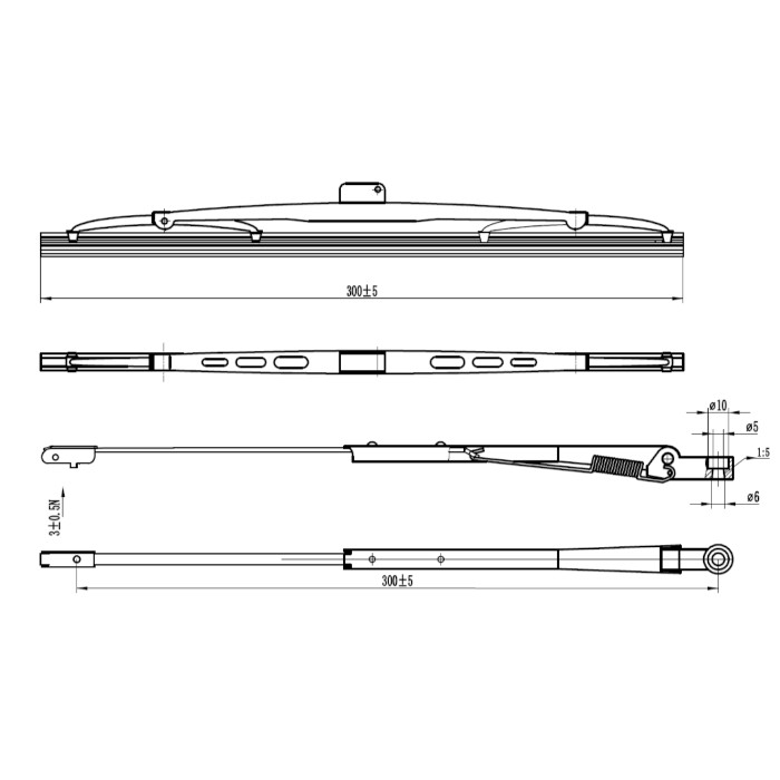 Комплект из поводка и щетки стеклоочистителя W.E для WEM1132 34